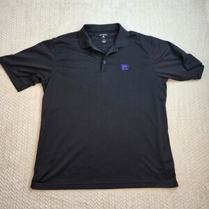 Antigua Mens Kansas State Wildcats Polo Shirt Black Large K-State NCAA Golf Top